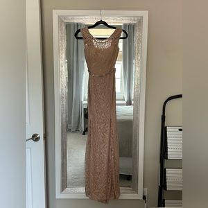 Blush prom dress with lace